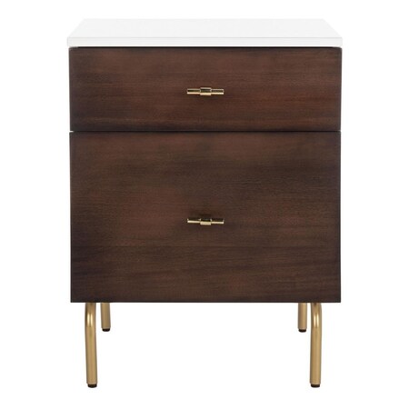 Safavieh Genevieve 2 Drawer Nightstand, Walnut & Black - Gold NST5002B